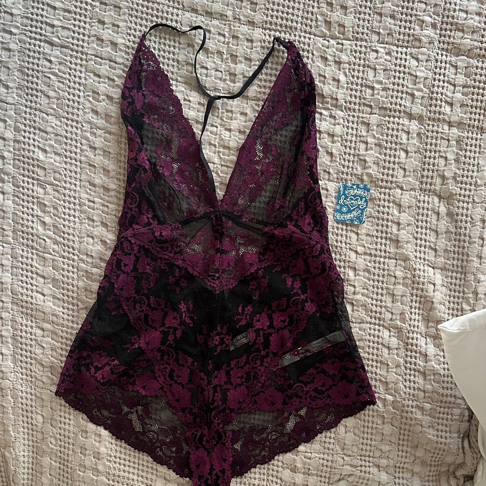 Free People Small Black & Fuchsia Lingerie Bodysuit Too Cute To Handle
